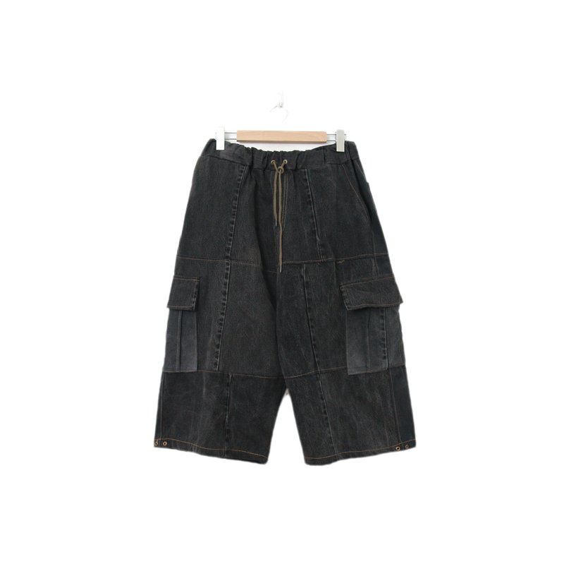 Back to Green-再製拼接褲 牛仔仿舊七分褲//p-07 vintage pants - 男短褲/工作短褲 - 棉．麻 