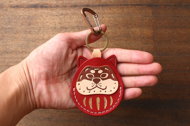 Shiba Inu Dharma induction magnetic buckle leather case gogoro VIVA airtag Ail [free engraving 1-7 pieces - ที่ห้อยกุญแจ - หนังแท้ 