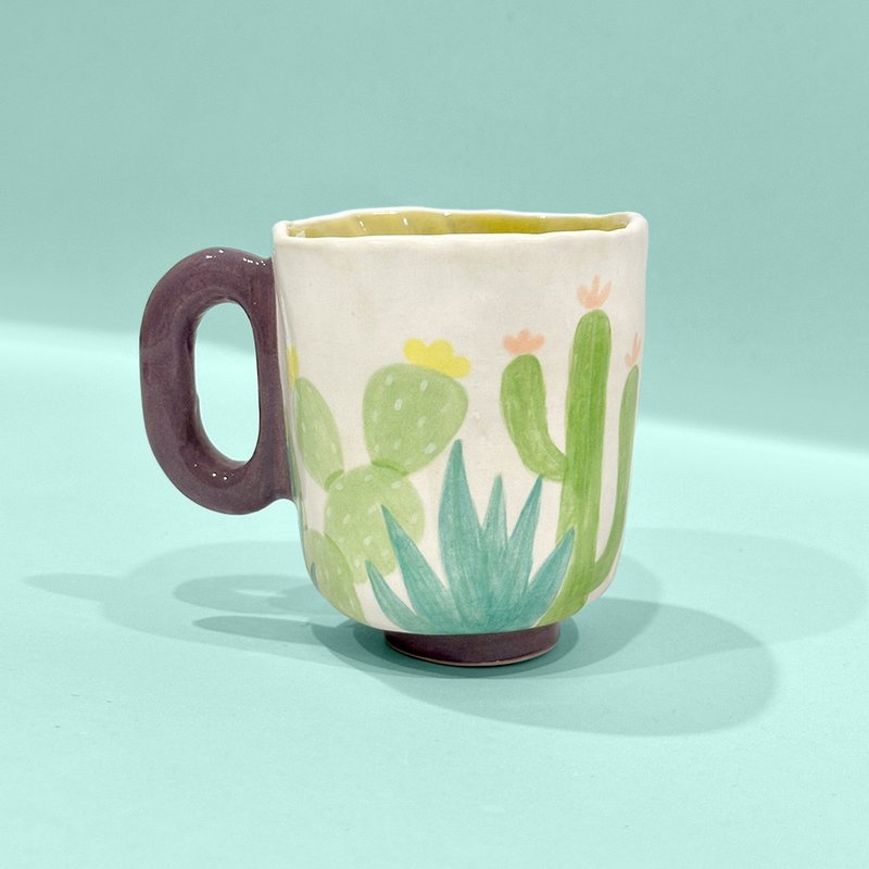 MUG/CUP Pastel Bloom Cactus Mug - Mugs - Pottery Green