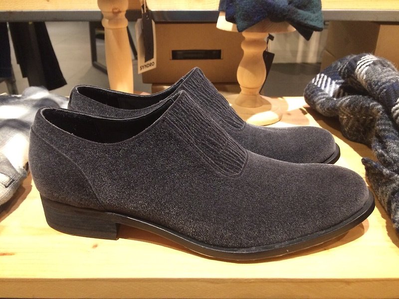 ZOODY / original / handmade shoes / Men / gentleman shoes / fog gray black / velvet - Men's Casual Shoes - Polyester Gray