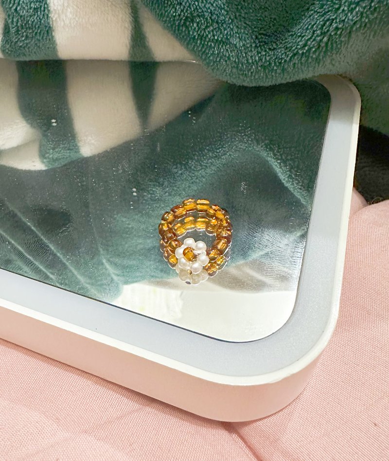 New DIY bead ring Free Size - แหวนทั่วไป - วัสดุอื่นๆ สีนำ้ตาล