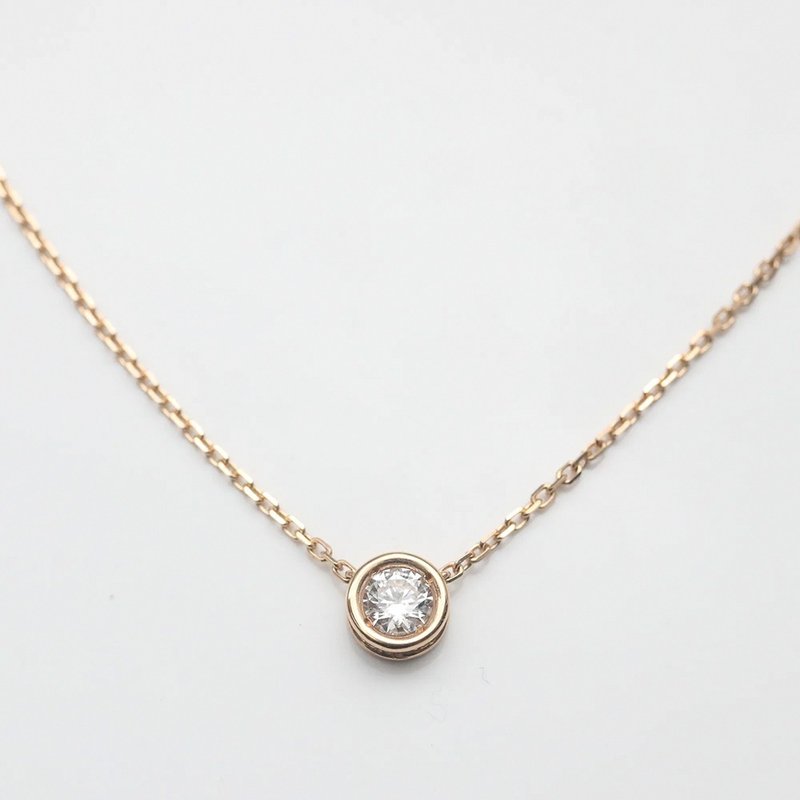 18K bezel-set Stone necklace (main diamond 0.29ct, total weight 0.43ct) will not fade despite exposure to water and sweat - Necklaces - Precious Metals Gold