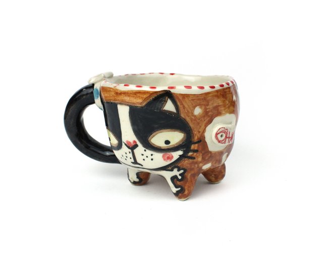 ナイスリトルクレイ4本足カップかわいい猫0115-20 - ショップ Nice little clay マグカップ - Pinkoi