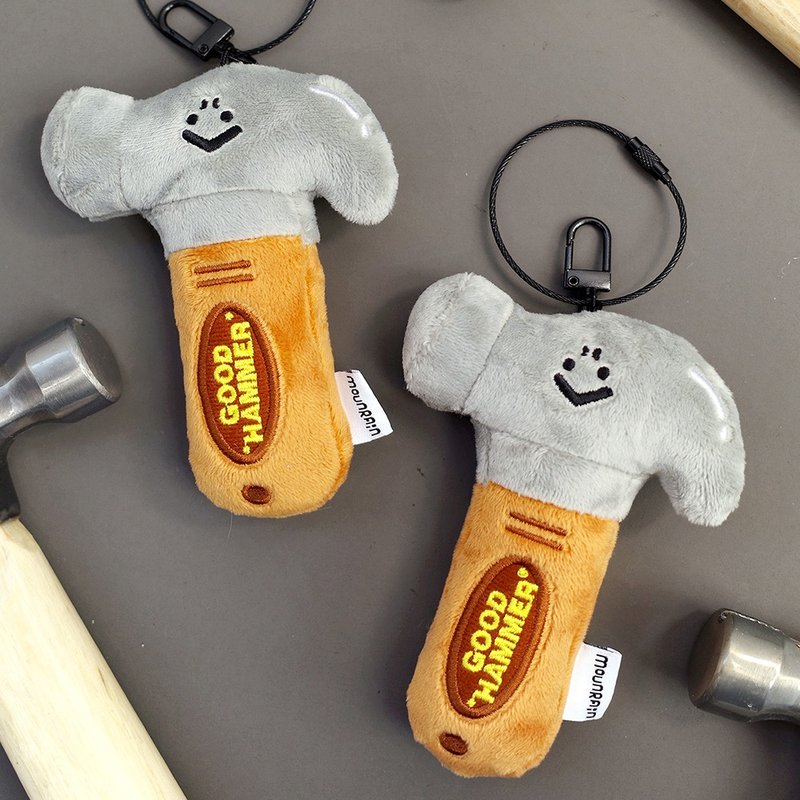 Get a hammer. Rain over the mountain. Original hammer plush pendant. Hardware keychain. Funny and cute school bag ornaments. - Keychains - Other Materials 