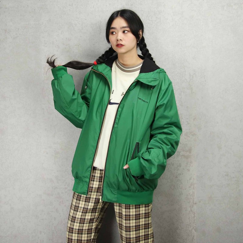 Tsubasa.Y ancient house 001 Carhartt green windbreaker jacket, jacket windproof and lightweight - Women's Blazers & Trench Coats - Nylon 