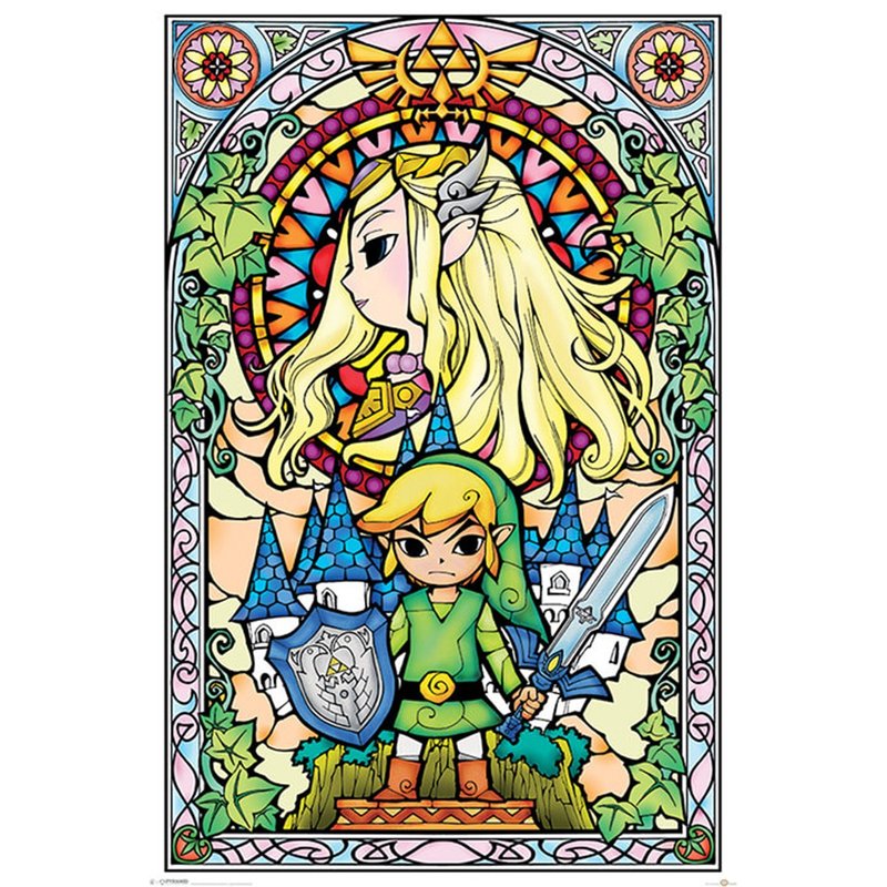 【Nintendo】THE LEGEND OF ZELDA Church Glass Style Poster - โปสเตอร์ - กระดาษ หลากหลายสี