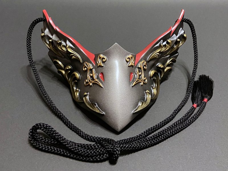 Crow Face Gothic Ver, Metal Red - Face Masks - Plastic Red