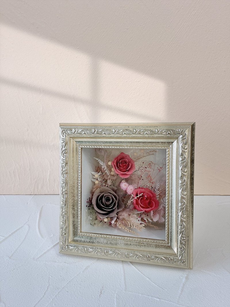 Preserved Flower 3D Photo Frame - ช่อดอกไม้แห้ง - พืช/ดอกไม้ สีทอง