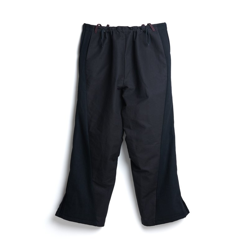 Drawstring Wide Pants - Men's Pants - Wool Black