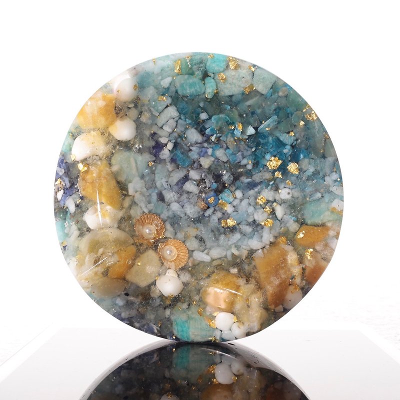 [M31 Fairy Star] Maldives Blue-Aogang Jewelry Plate/Landscape Decoration Crystal Charging Orgonite Crystal Ore Metal Confidence, Courage, Lucky, Meeting Nobles - Items for Display - Crystal Green