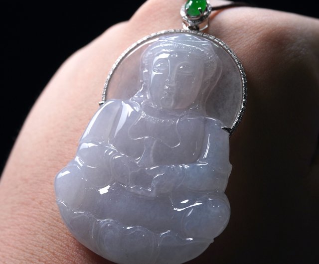 福袋 大丸 氷翡翠 観音菩薩 18Kゴールドダイヤモンドインレイ ネックレス アクセサリー