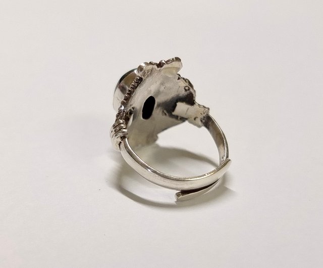 Natural Black Onyx 925 Sterling Silver Ring Nepal Handmade