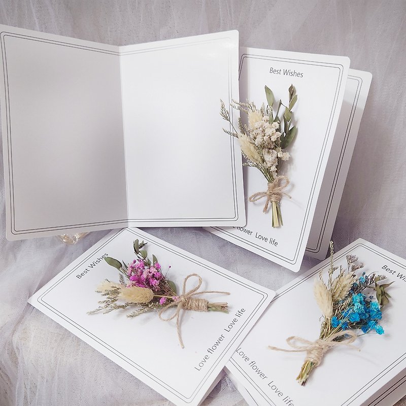 Dried flower card/mini bouquet/Valentine's Day card/preserved flower/preserved flower card/card - Dried Flowers & Bouquets - Plants & Flowers Pink