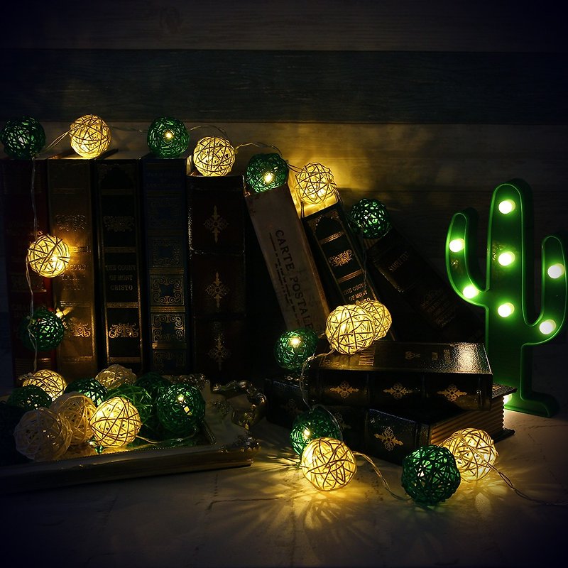 クリエイティブライティング籐ボールライトストリングバッテリー鹿の森の長さ2MLED雰囲気ライトクリスマス - 照明・ランプ - 竹製 グリーン