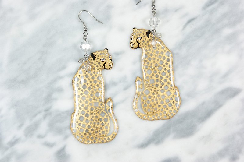 Big cat leopard big earrings - Earrings & Clip-ons - Paper Gold