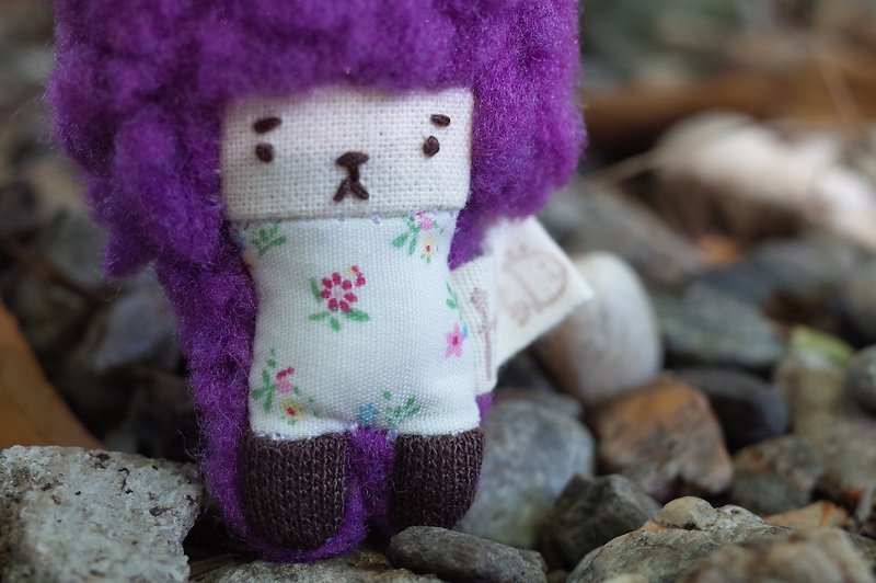 Mini Dora Bunny - Coffee Hair -095 Daylight Flower - Keychains - Cotton & Hemp Purple