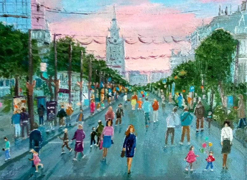 A street for people Oil painting on canvas - Wall Décor - Other Materials 