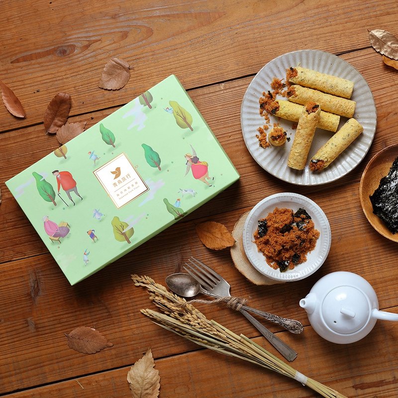 Jade Bird Travel | Travel box of 8 pieces of seaweed and meat floss egg rolls - Snacks - Fresh Ingredients Multicolor