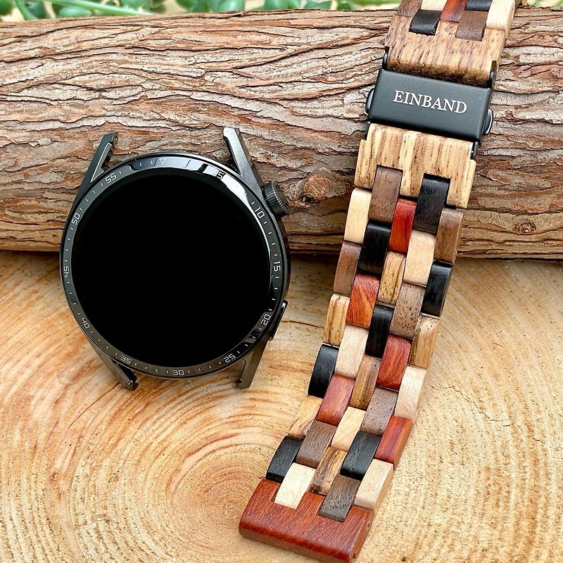 EINBAND Smart Watch Wood Belt Mix Wood 22mm【Xiaomi Huawei Garmin Galaxy】 - 腕時計 - 木製 ブラウン