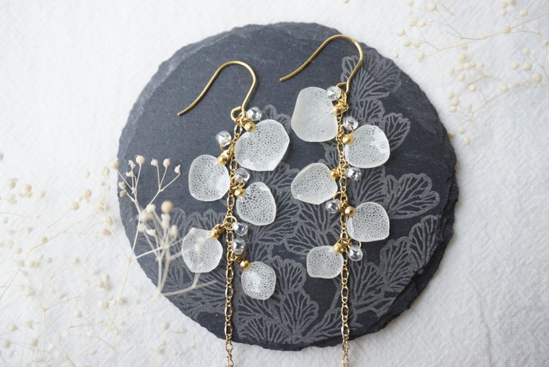 永生花-流蘇花瓣婚禮耳環/耳夾 - 耳環/耳夾/耳骨夾 - 植物．花 粉紅色