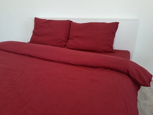 True Things Maroon linen pillowcase / Red pillow cover / Euro, American, Taiwan size