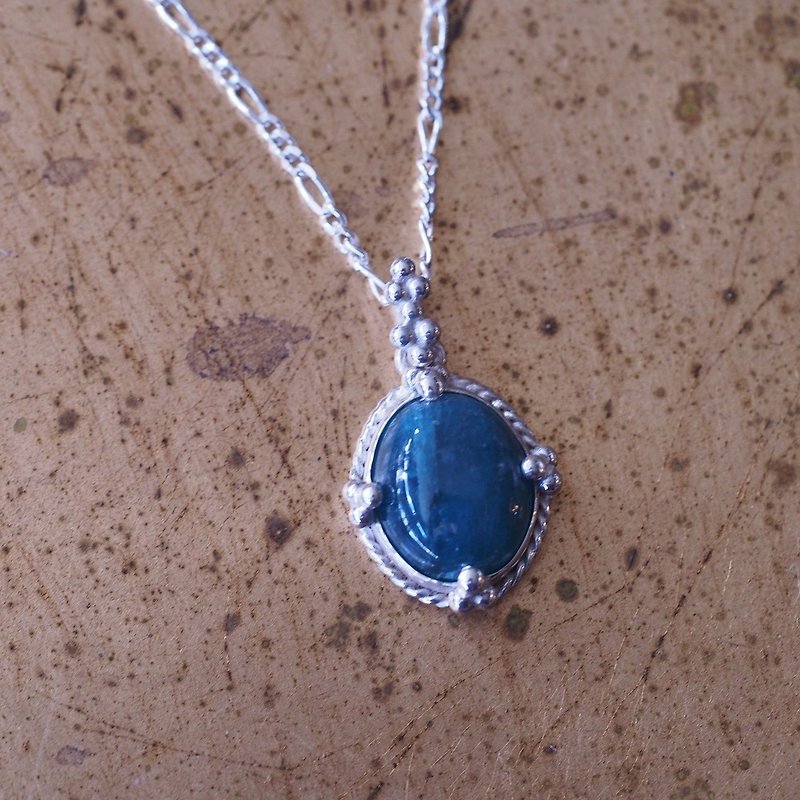 Rare gemstone Grandidierite Teal blue Handmade Pendant Sterling Silver Necklace - สร้อยคอ - เครื่องประดับพลอย สีน้ำเงิน