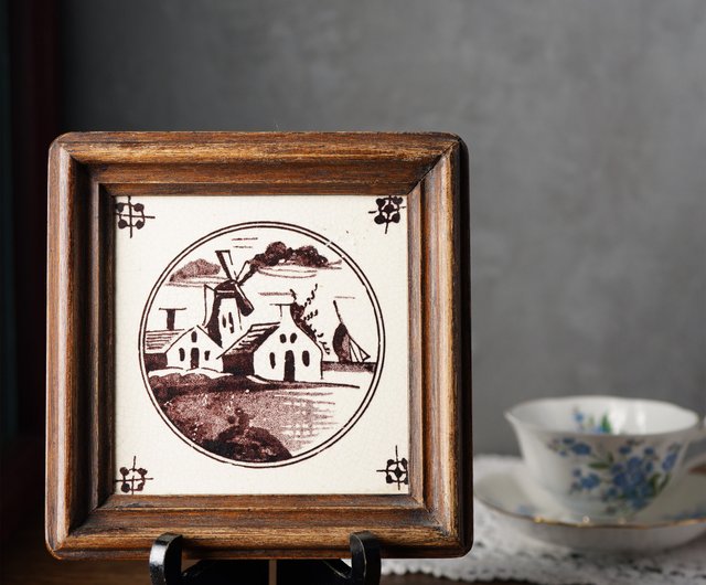 オランダの農家の風車の風景タイルの装飾品/デルフト/デルフト/古い オランダの農家の風車の風景タイルの装飾品/デルフト/デルフト/古い