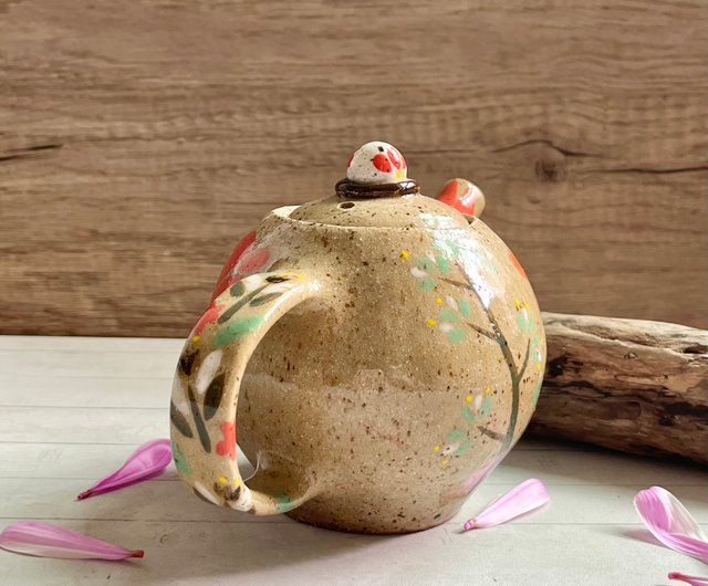 手作り手描き陶器急須 蓋付き 独特絵柄 手作り手描き陶器急須 蓋付き 独特絵柄