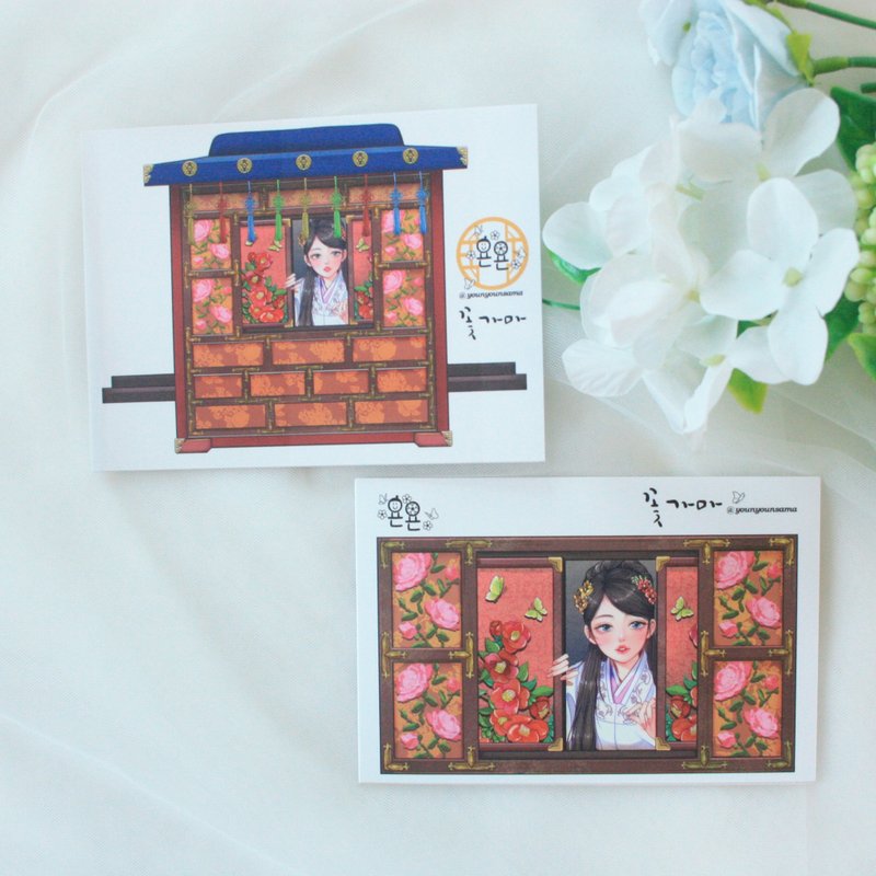 younyoun_Oriental girl Sticker_Flower palanquin - 貼紙 - 紙 