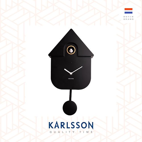 Ur Lifestyle 荷蘭Karlsson, Modern Cuckoo 黑色搖擺布谷鳥掛鐘 (整點報時)
