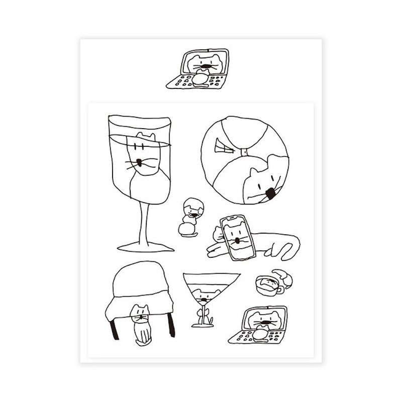 現貨 - 韓國 SUSSTORE - 歪七扭八的貓第二彈 霧面貼紙 - 貼紙 - 其他材質 白色