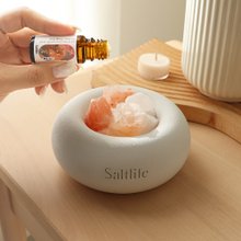 混搭鹽 (玫瑰+白鹽) 擴香盆 I 含岩鹽  附五行複方精油x1 療癒