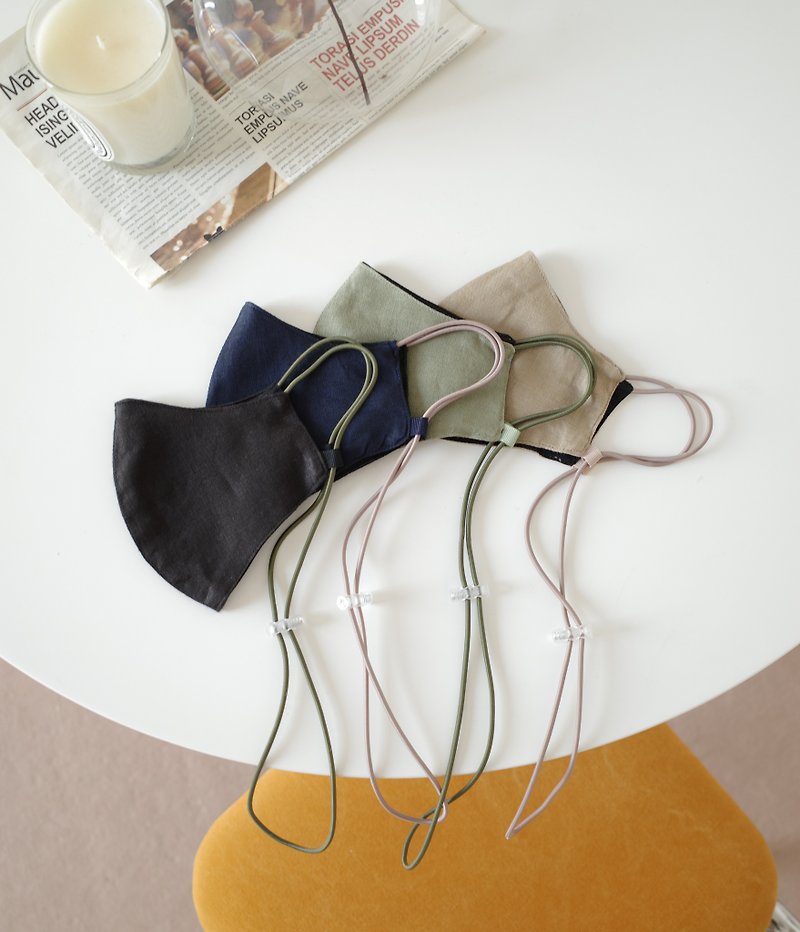 4 color set Hanging face cotton linen cloth mask with filter pocket - Other - Cotton & Hemp Multicolor