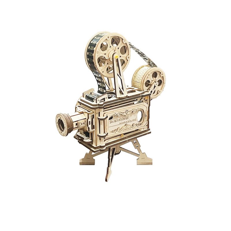 RoboTime old-fashioned projector-3D wooden puzzle model LK601 (company product) - ของวางตกแต่ง - วัสดุอื่นๆ สีนำ้ตาล