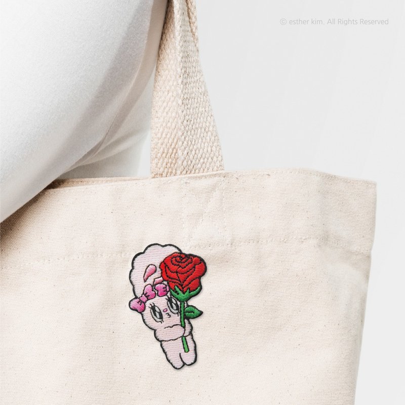 JzFun / Esther Bunny艾絲樂小兔 刺繡裝飾貼(玫瑰花) - 其他 - 繡線 多色
