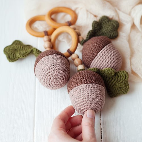 MaraBooHandmade Acorn Baby Rattle Toy Instruction Manual DIY - Digital Item PDF Crochet Pattern