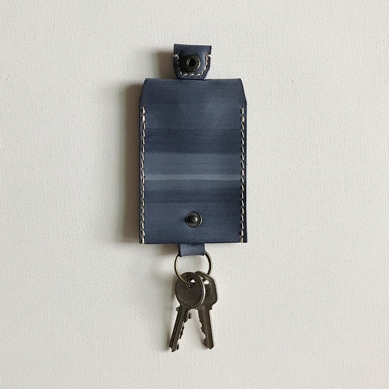 鑰匙套_極簡版_墨藍_key chain - 鑰匙圈/鎖匙扣 - 真皮 藍色
