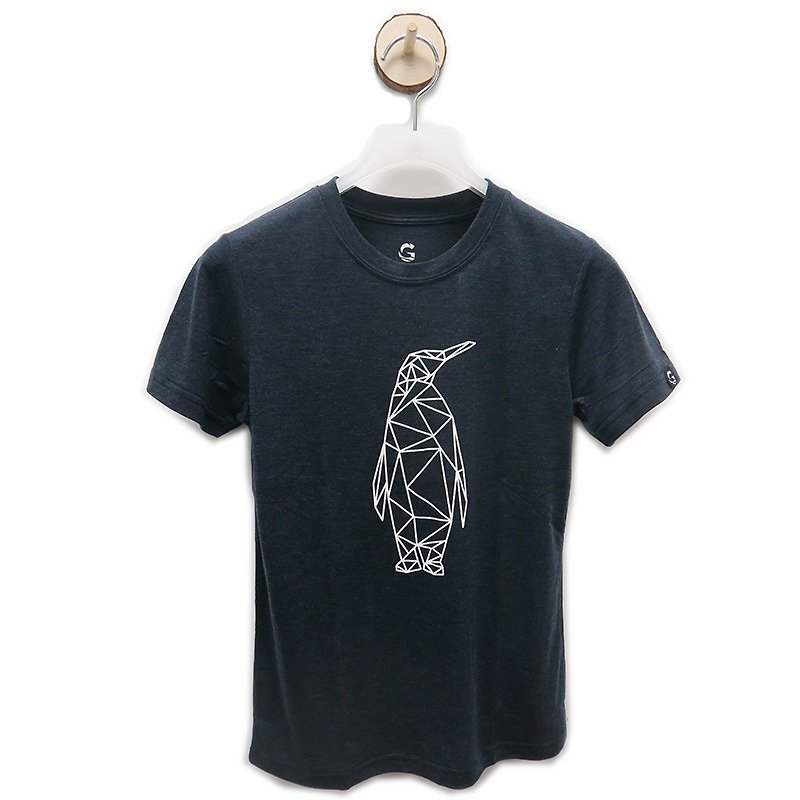 É Grato Tencel Coffee Yarn Fiber Moisturizing Wrapping Short Sleeve T-Shirt (Sea World - Penguin) - อื่นๆ - วัสดุอื่นๆ สีน้ำเงิน