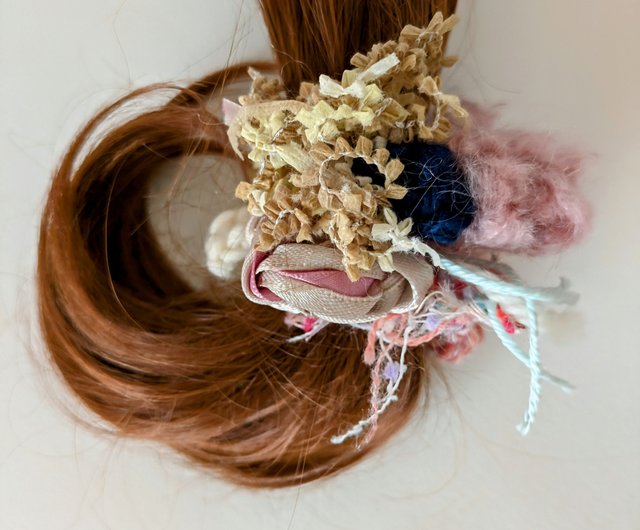 ハンドメイド ふわふわシュシュ 暑く 黒 一個