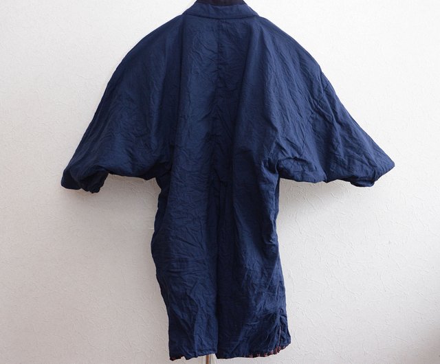M51463【生地取り用 リメイク用 着用用 古布 麻 藍 書生絣】男 単衣