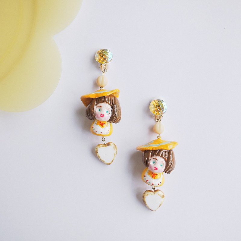 Clay earrings pastoral pineapple girl earrings Clip-On - Earrings & Clip-ons - Clay Yellow