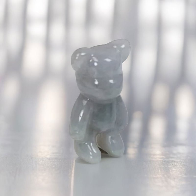 【熊熊玉見你】冰糯翡翠可愛小熊擺飾 | 天然緬甸玉翡翠A貨|送禮 - 其他 - 玉石 灰色