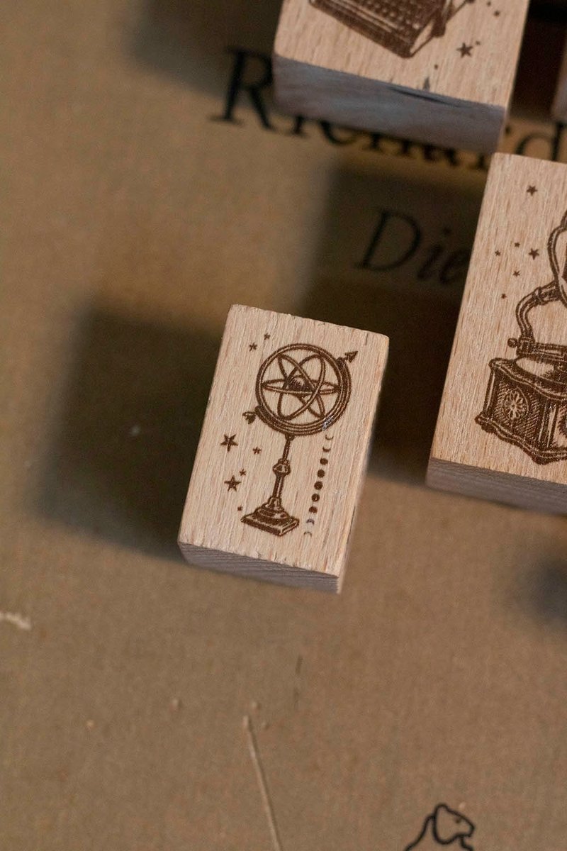 ヴィンテージ文具店スタンプ - 天球儀 - 印鑑・スタンプ - 木製 