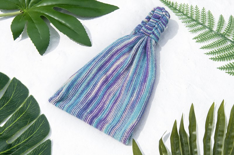 Hand braided hair band / braided colorful hair band / handmade hair band / knitted hair band / striped hair band - blue purple stripes - ที่คาดผม - ผ้าฝ้าย/ผ้าลินิน หลากหลายสี