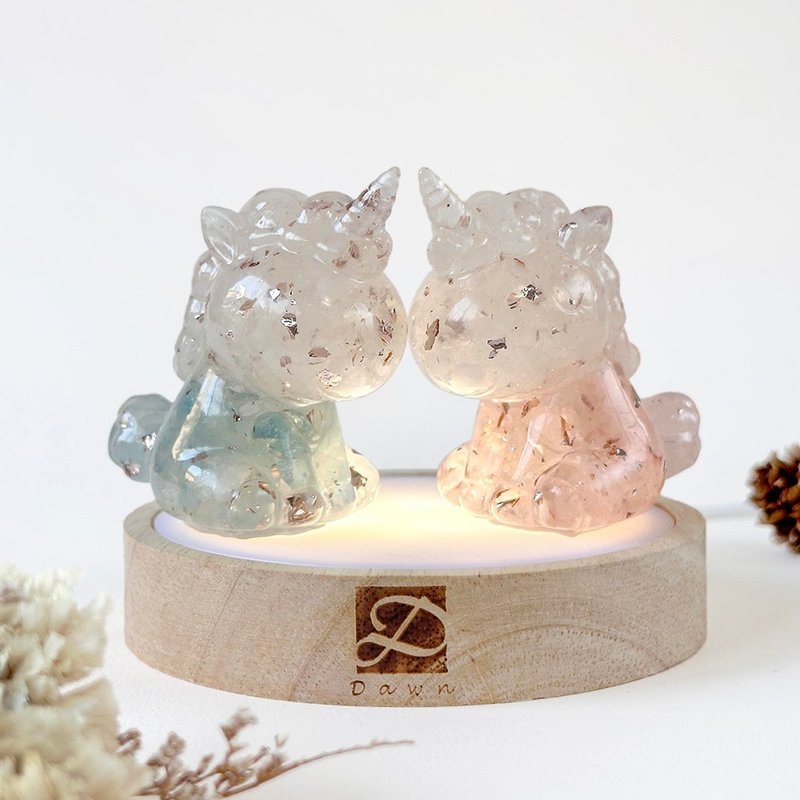 Fantasy Crystal Unicorn Pair of Lamp Holders | Pink Crystal Aquamarine | Christmas Gift Exchange - ของวางตกแต่ง - คริสตัล หลากหลายสี