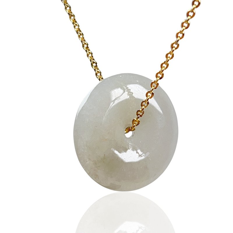 【May‧Peace】Ice Jadeite Peace Buckle Necklace | Natural Burmese Jadeite A Grade | Gift - Necklaces - Jade Yellow