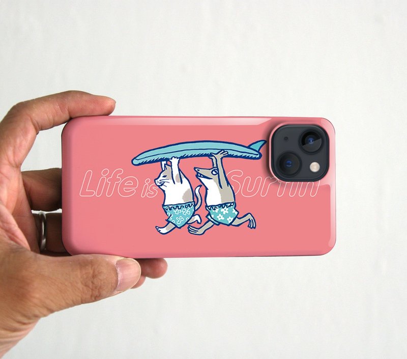 スマホケース　人生はサーフィン　ベビーピンク - 手機殼/手機套 - 塑膠 粉紅色