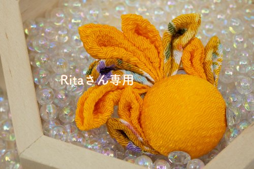 Ritaさん専用【雅みやび】つまみ細工/ 和風金魚髪夾(橙黃) - 設計館