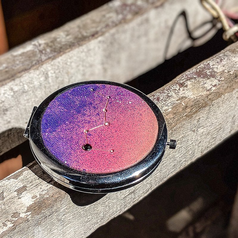 小さな宇宙の心 - ポータブルミラー - メイク道具・鏡・ブラシ - 革 ピンク