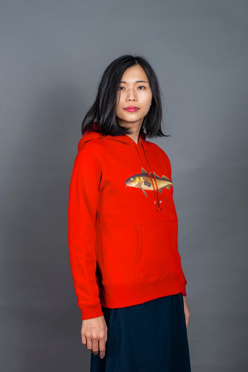 T Shirt-魚 Fish (Fire Red) - Unisex Hoodies & T-Shirts - Cotton & Hemp Red